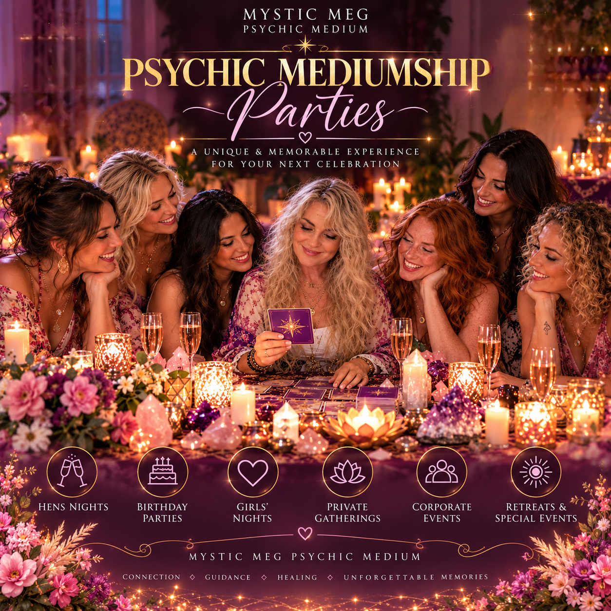 Mystic Meg Psychic Mediumship Parties — a warm, celebratory gathering